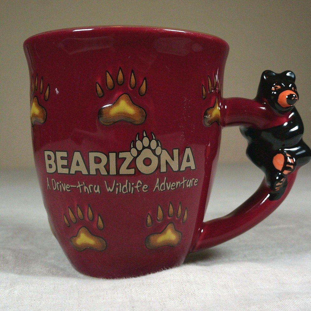 Bearizona Coffee Mug Unisex OS Maroon Excellent 3D Bear Handle Souvenir Cup
